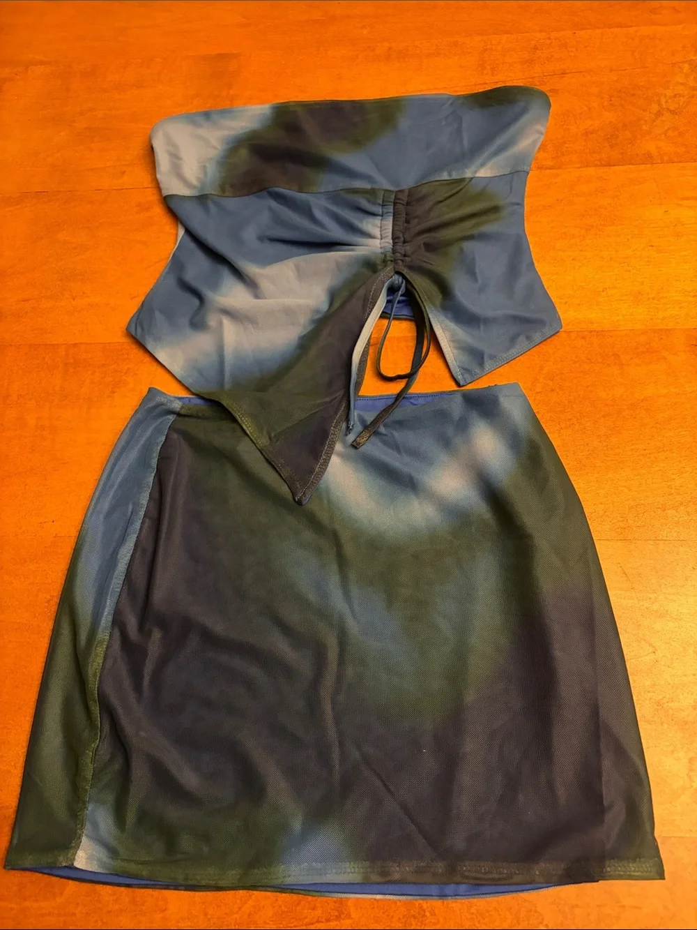 Princess Polly Blue and Green Skirt Set